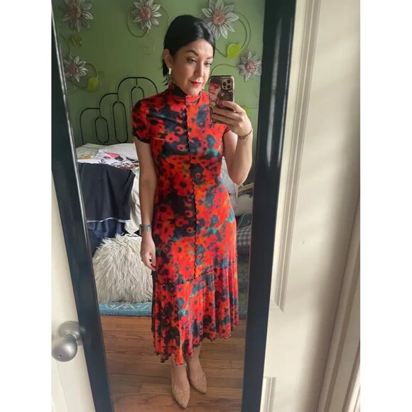 Proenza Schouler White Label Sunflower Floral-Print Midi Dress Size M - Picture 9 of 12